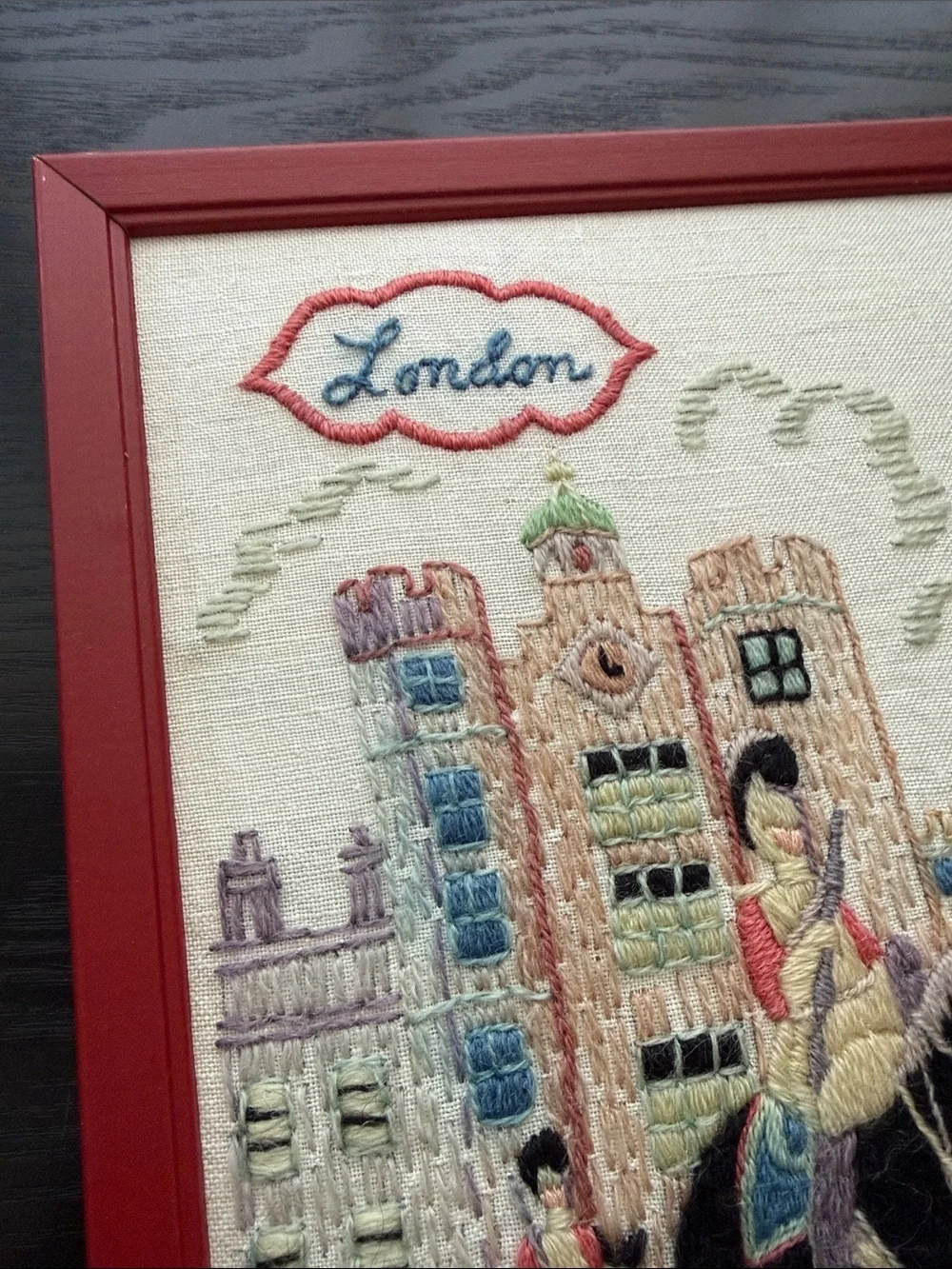 Embroidered St. James Palace London Wall Art - Red Frame